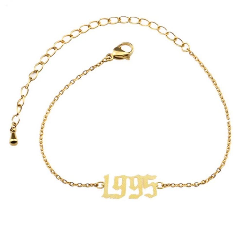 CUSTOM BIRTH YEAR ANKLE BRACELET / ANKLET - Picture 2 of 2
